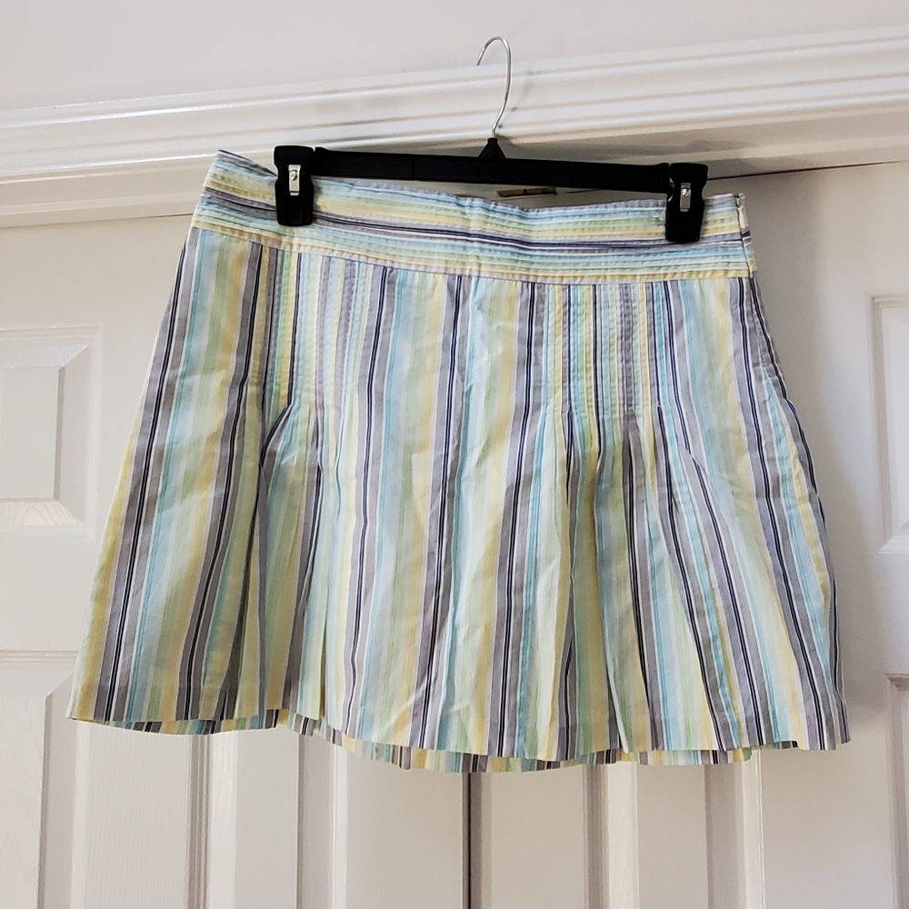 J. Crew Colorful Striped Pleated Tennis Skirt SIZE 12